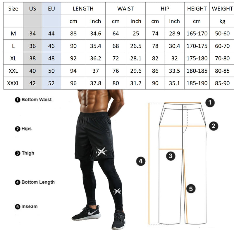 Calças de Corrida Masculinas – Calças de Compressão de Secagem Rápida